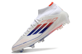 chuteira-campo-adidas-f50-cano-médio-fg-branca-azul-e-laranja-advancement-pack-5