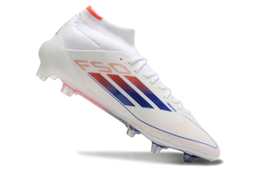 chuteira-campo-adidas-f50-cano-médio-fg-branca-azul-e-laranja-advancement-pack-6