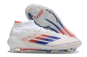 chuteira-campo-adidas-f50-cano-médio-fg-branca-azul-e-laranja-advancement-pack-7