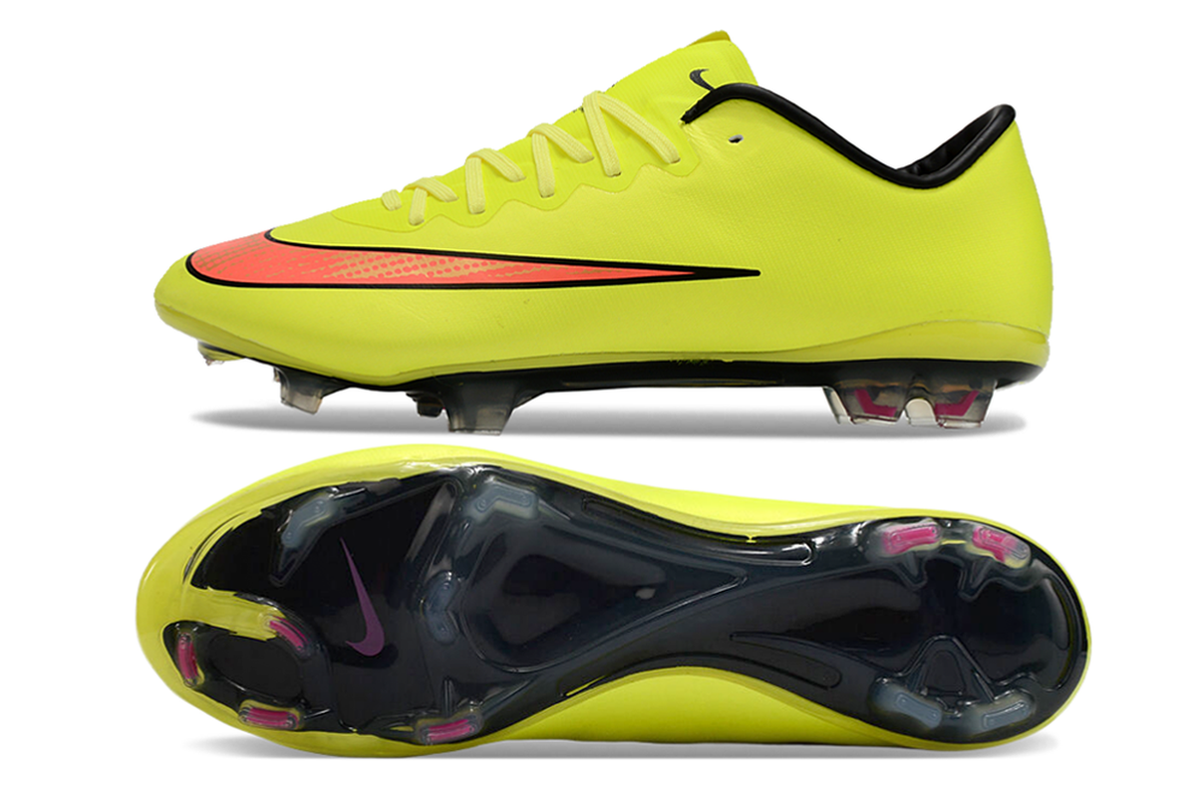 chuteira-campo-nike-retrô-mercurial-vapor-10-fg-verde-neon-e-laranja-2