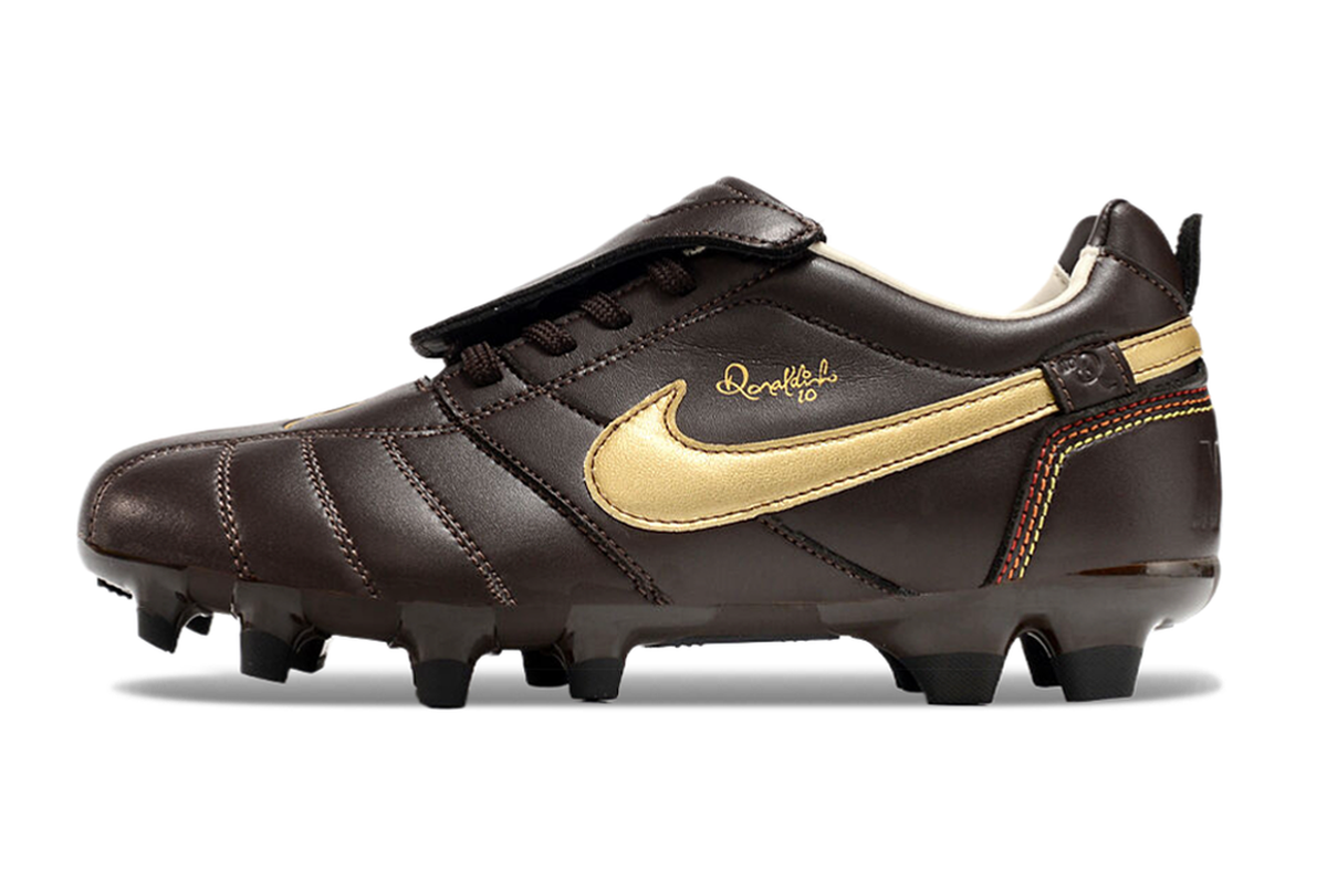 chuteira-campo-nike-retrô-tiempo-legend-r10-elite-marrom-e-dourado-1