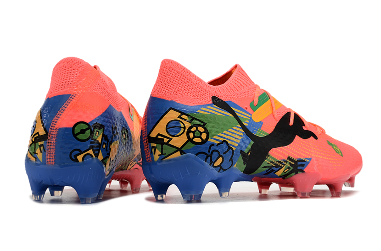 chuteira-campo-puma-future-7-fg-rosa-azul-verde-e-amarelo-brazil-pack-4