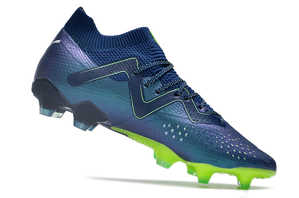 chuteira-campo-puma-future-ultimate-fg-azul-e-verde-gear-up-pack-4
