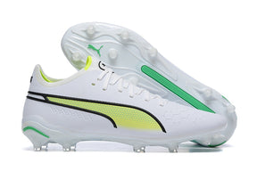 chuteira-campo-puma-king-ultimate-fg-branca-e-verde-pursuit-pack-5