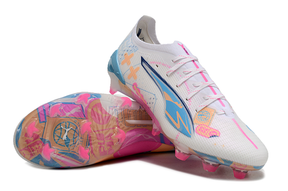 chuteira-campo-puma-ultra-5-ultimate-fg-branca-azul-e-rosa-volume-up-pack-5