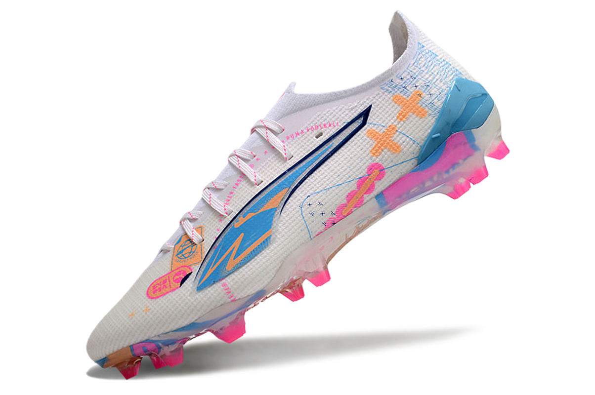chuteira-campo-puma-ultra-5-ultimate-fg-branca-azul-e-rosa-volume-up-pack-6