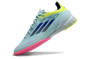 chuteira-futsal-adidas-f50-ic-azul-rosa-e-amarelo-re-emergence-pack-4