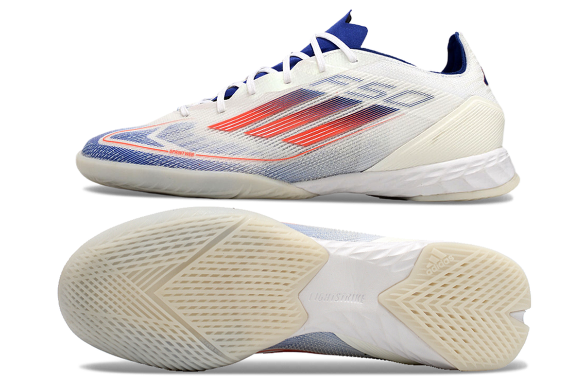chuteira-futsal-adidas-f50-ic-branca-azul-e-vermelha-advancement-pack-2