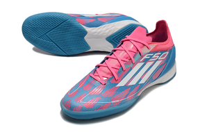 chuteira-futsal-adidas-f50-ic-rosa-azul-e-branca-re-emergence-pack-4