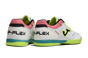 chuteira-futsal-joma-top-flex-rebound-ic-branca-verde-rosa-e-azul-4