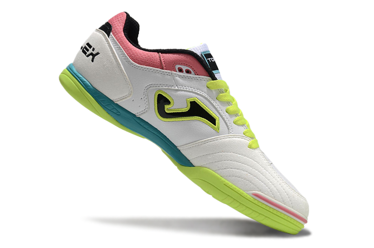 chuteira-futsal-joma-top-flex-rebound-ic-branca-verde-rosa-e-azul-7