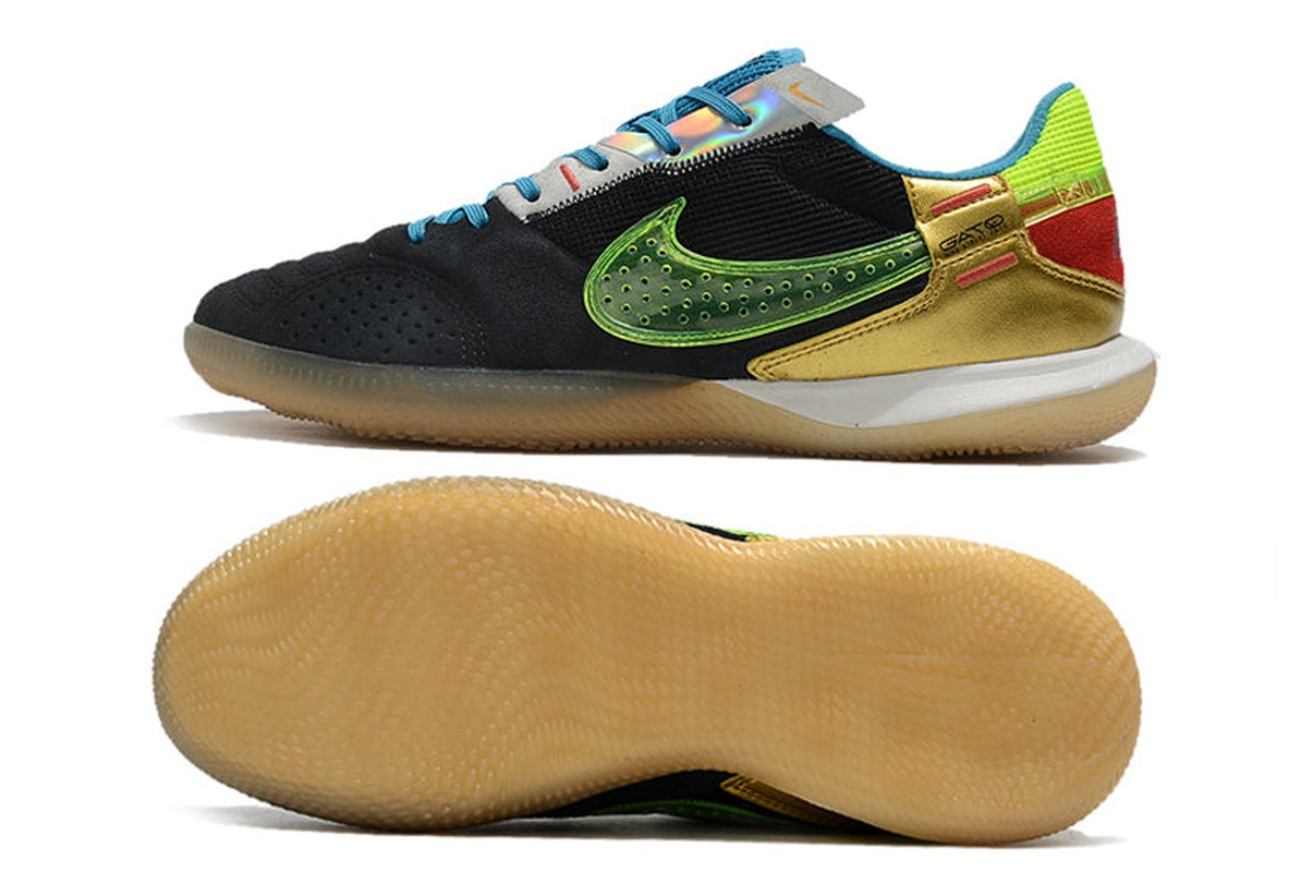 chuteira-futsal-nike-streetgato-ic-preta-azul-verde-e-dourada-2