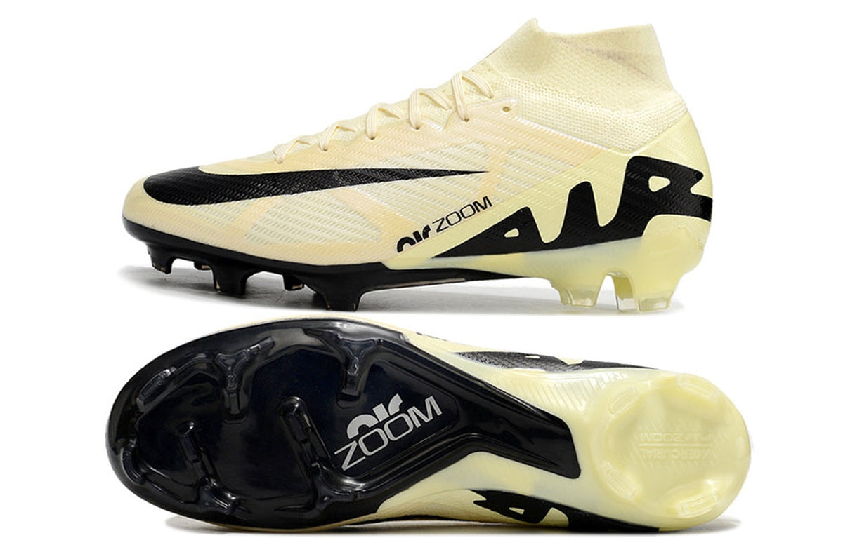 chuteira-infantil-campo-nike-air-zoom-mercurial-superfly-9-elite-fg-bege-e-preta-mad-ready-pack-2