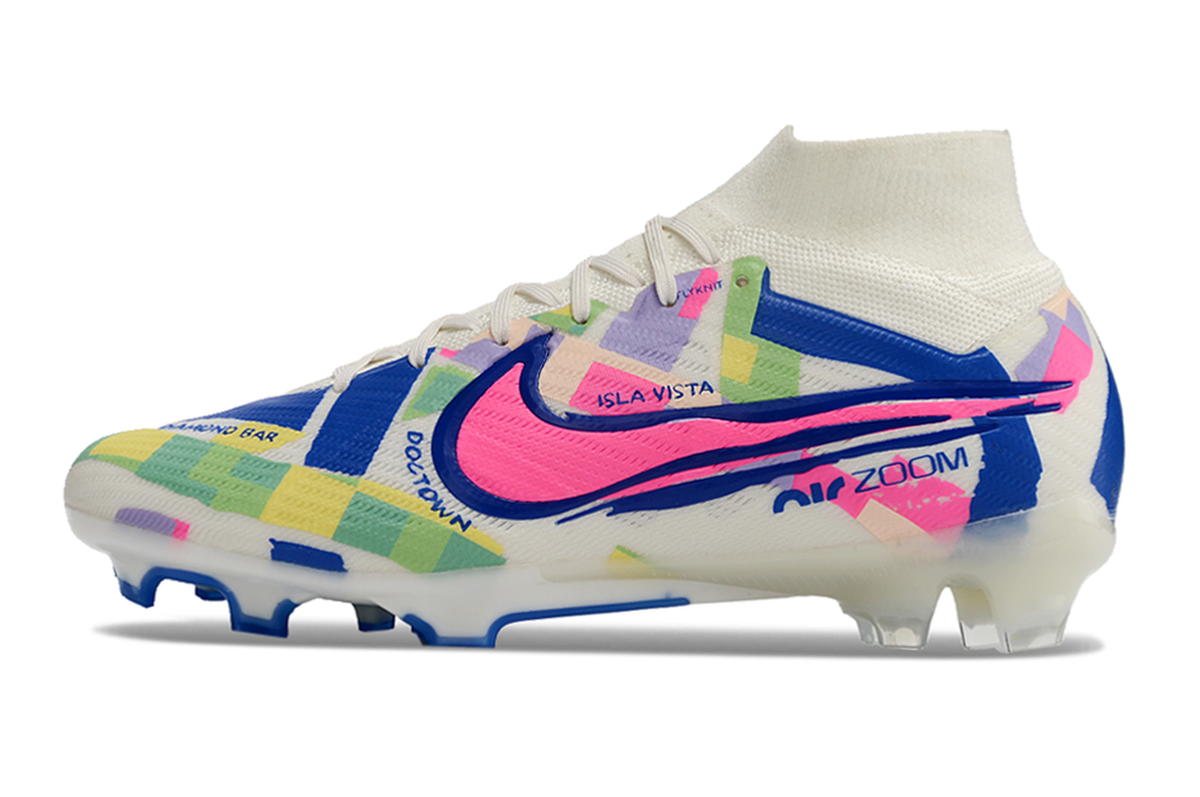 chuteira-infantil-campo-nike-air-zoom-mercurial-superfly-9-elite-fg-branca-azul-e-rosa-socal-pack-1