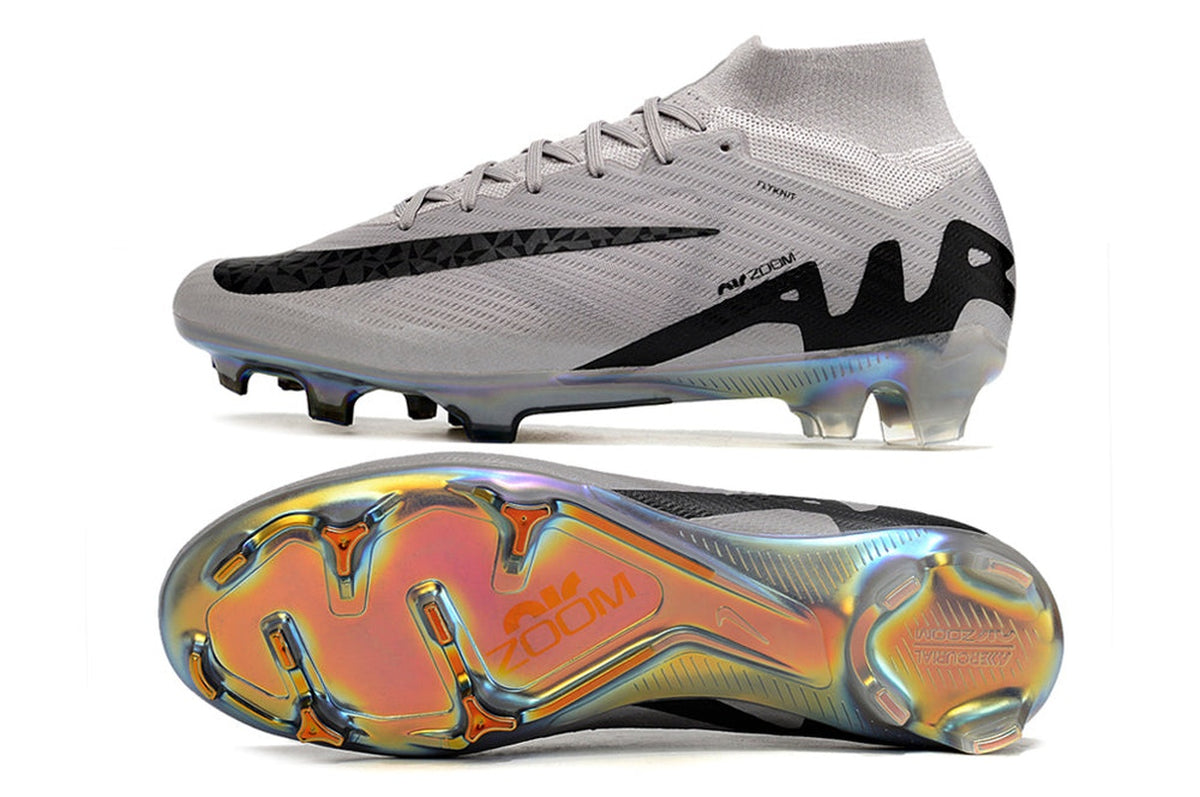chuteira-infantil-campo-nike-air-zoom-mercurial-superfly-9-elite-fg-prata-e-preta-rising-gem-pack-2