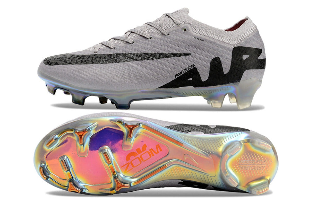 chuteira-infantil-campo-nike-air-zoom-mercurial-vapor-15-elite-fg-prata-e-preta-rising-gem-pack-2