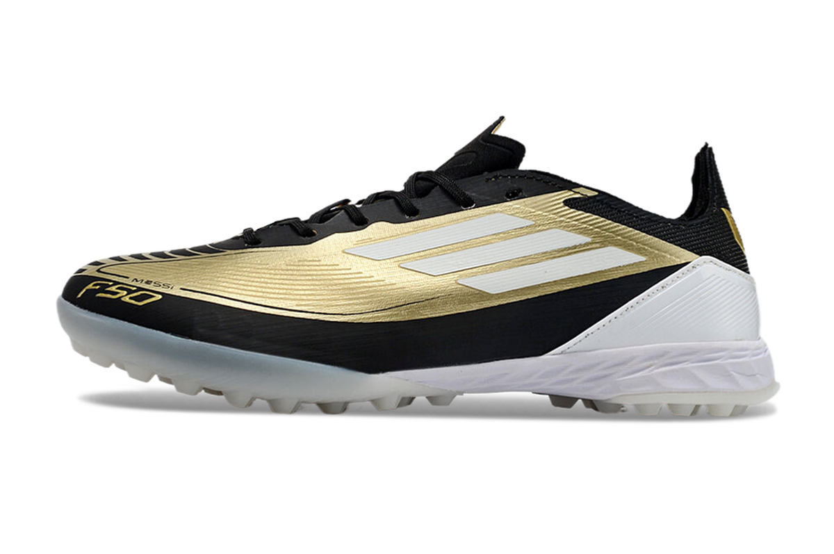 chuteira-infantil-society-adidas-f50-tf-dourada-e-preta-triunfo-dorado-pack-1