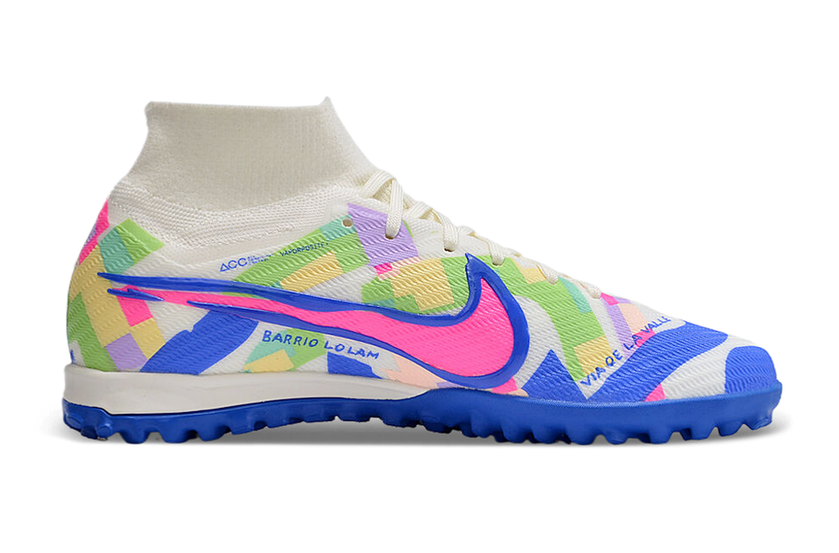 chuteira-infantil-society-nike-air-zoom-mercurial-superfly-9-elite-tf-branca-azul-e-rosa-socal-pack-2