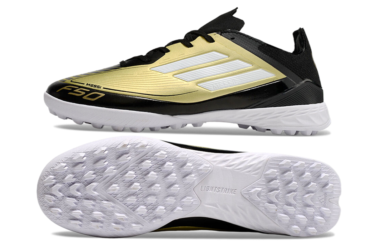 chuteira-society-adidas-f50-messi-tf-preto-e-dourado-triunfo-dorado-pack-2