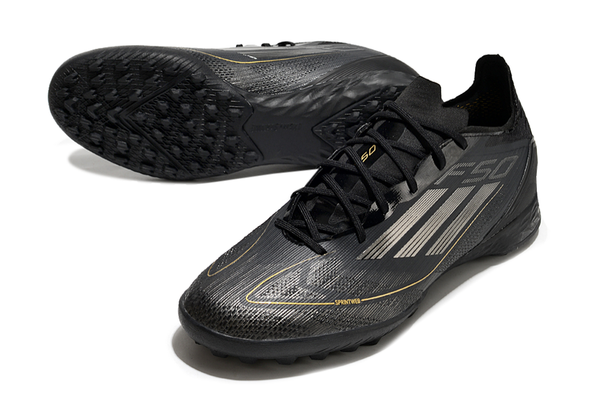 chuteira-society-adidas-f50-tf-preta-e-dourada-dark-spark-pack-4