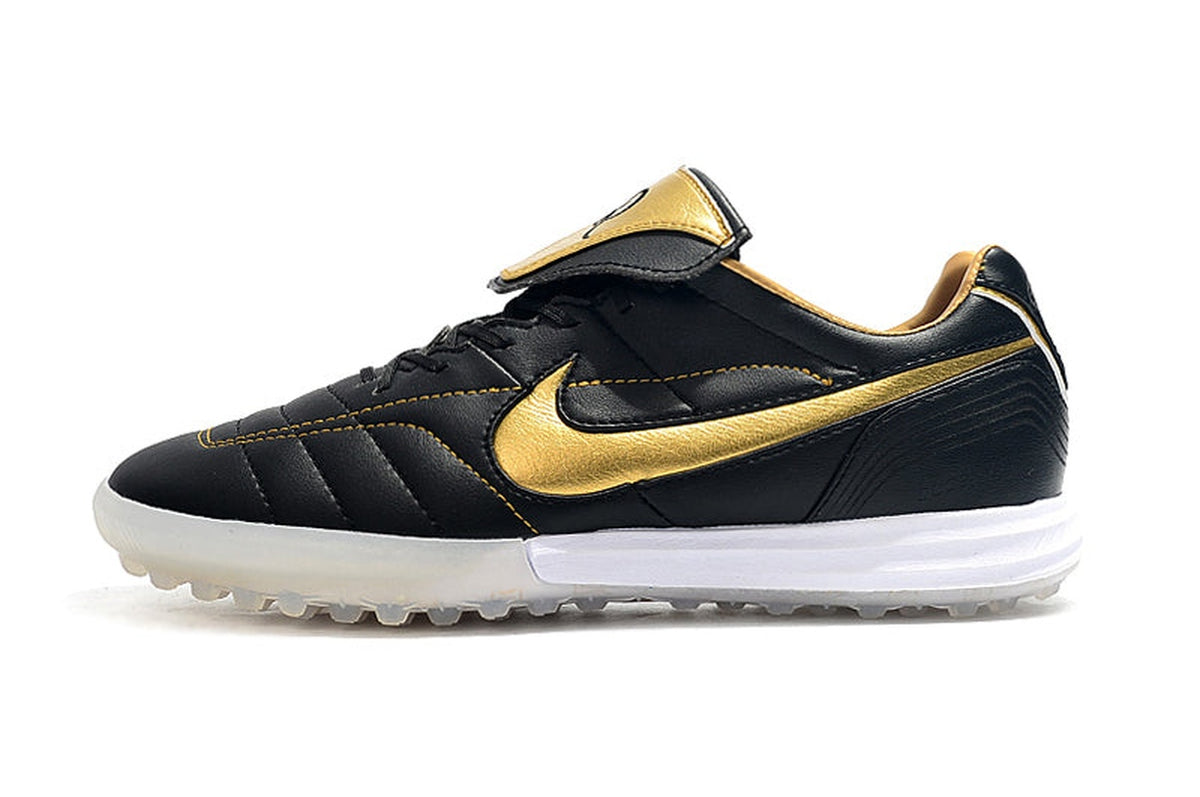 chuteira-society-nike-retrô-tiempo-legend-7-elite-tf-preto-e-dourado-r10-1