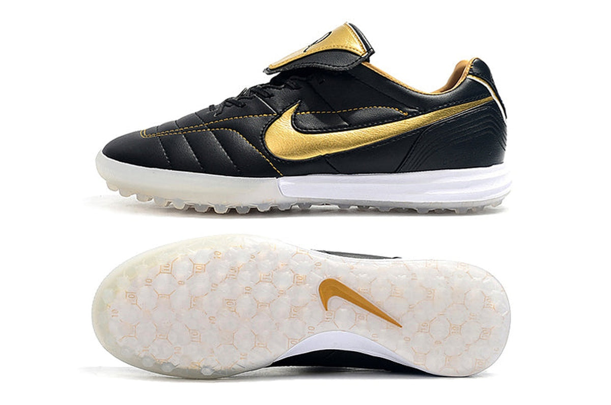 chuteira-society-nike-retrô-tiempo-legend-7-elite-tf-preto-e-dourado-r10-2