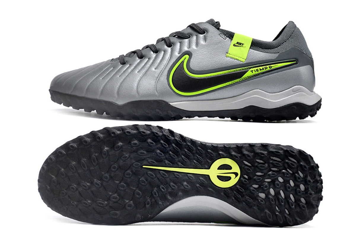 chuteira-society-nike-tiempo-legend-10-pro-tf-cinza-preta-e-verde-2