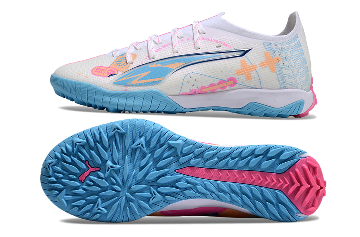 chuteira-society-puma-ultra-5-ultimate-tf-branca-e-azul-volume-up-pack-2