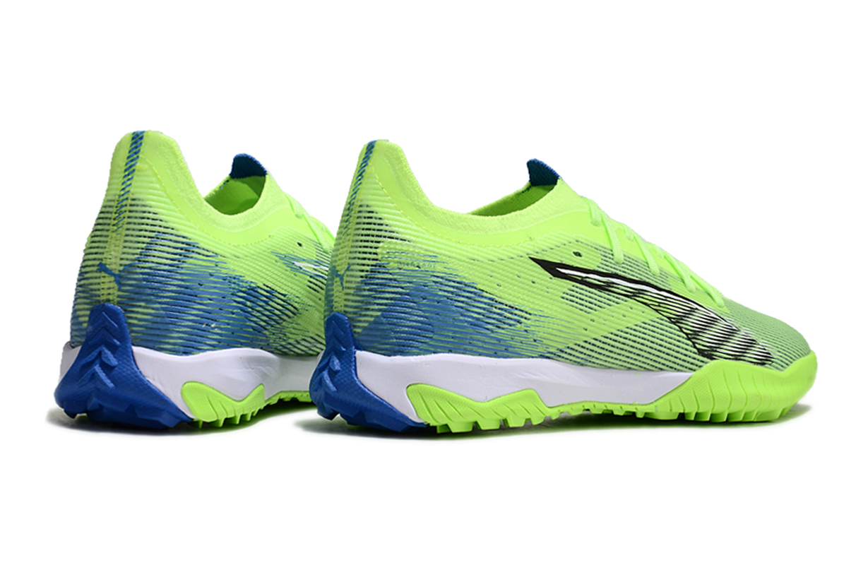 chuteira-society-puma-ultra-5-ultimate-tf-verde-e-azul-lights-out-pack-4